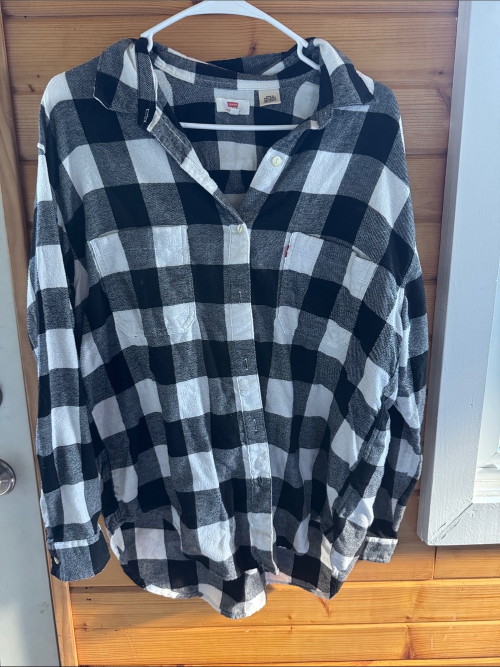 Levi's Black & White Buffalo Check Flannel Shirt